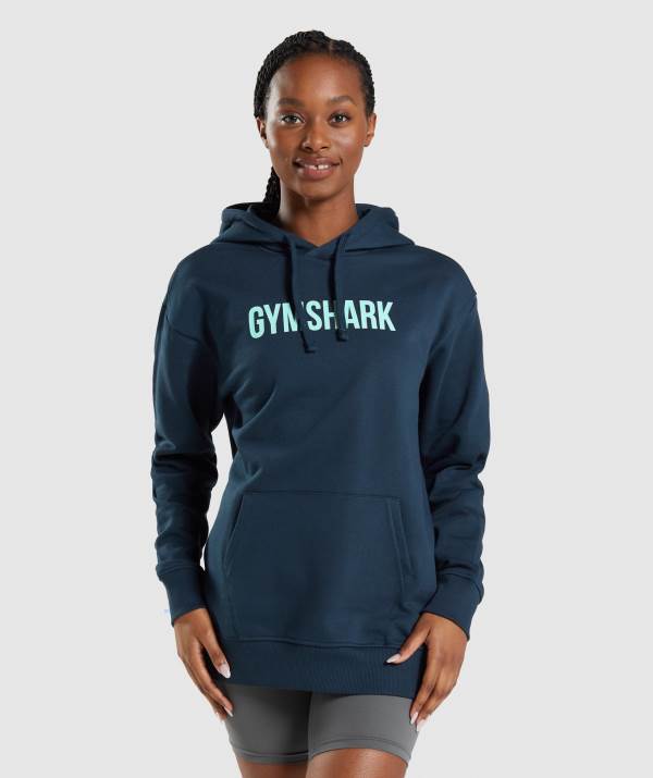 Damske Mikiny S Kapucňou Gymshark Apollo Oversized Námornícka Modrá | DR3918240